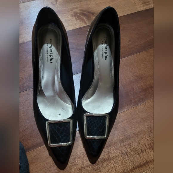 Comfort plus black faux snake skin heels - Picture 2 of 3